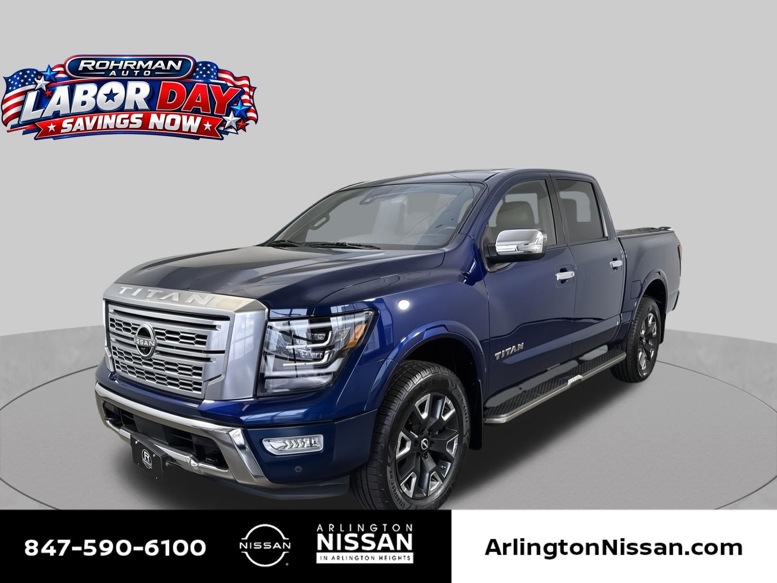 Deep Blue Pearl 2023 Nissan Titan Pickup Truck Four-Wheel Drive 9-Speed Automatic