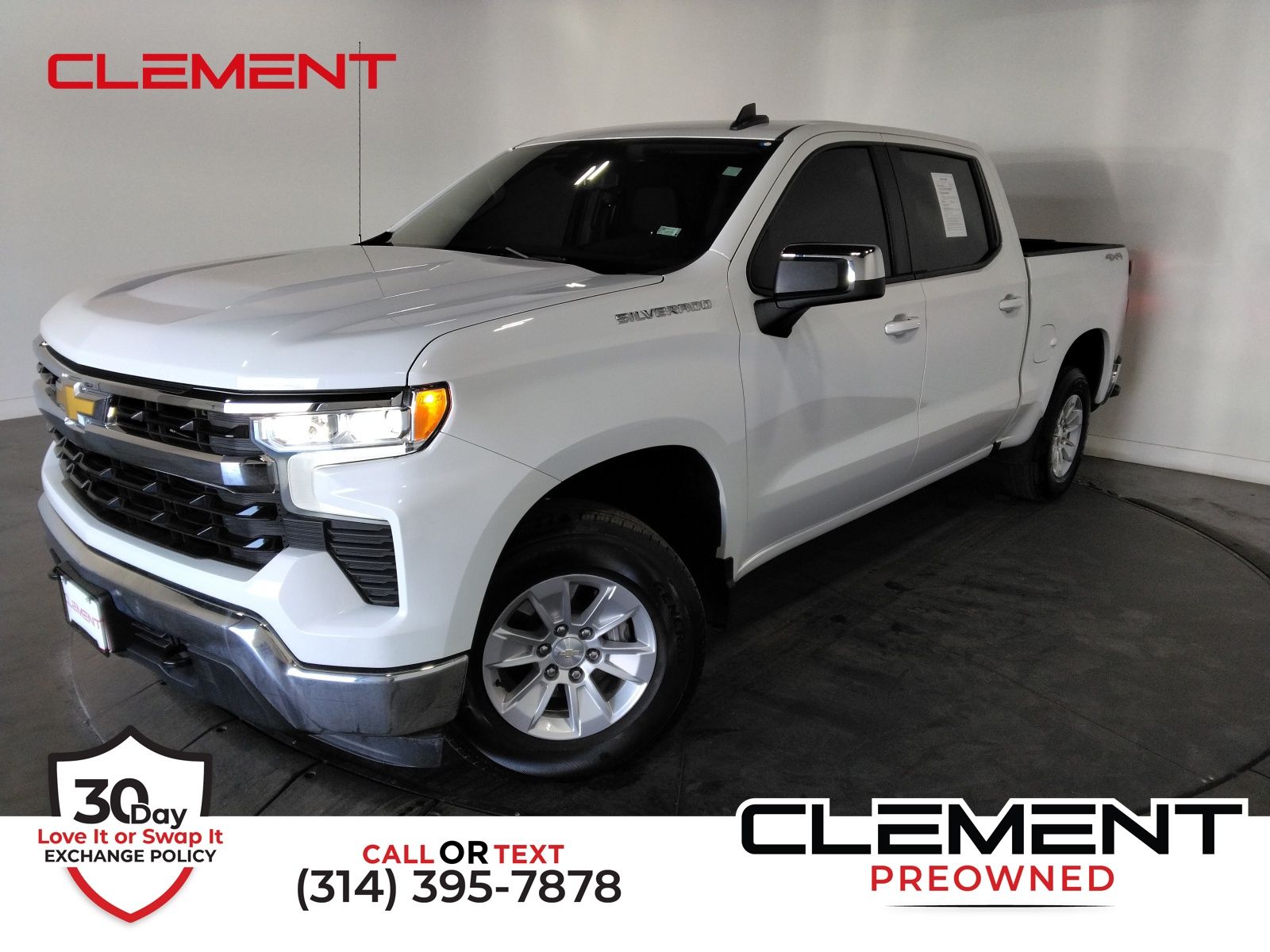 Summit White 2023 Chevrolet Silverado 1500 LT Crew Cab 4WD Pickup Truck Four-Wheel Drive 8-Speed Automatic