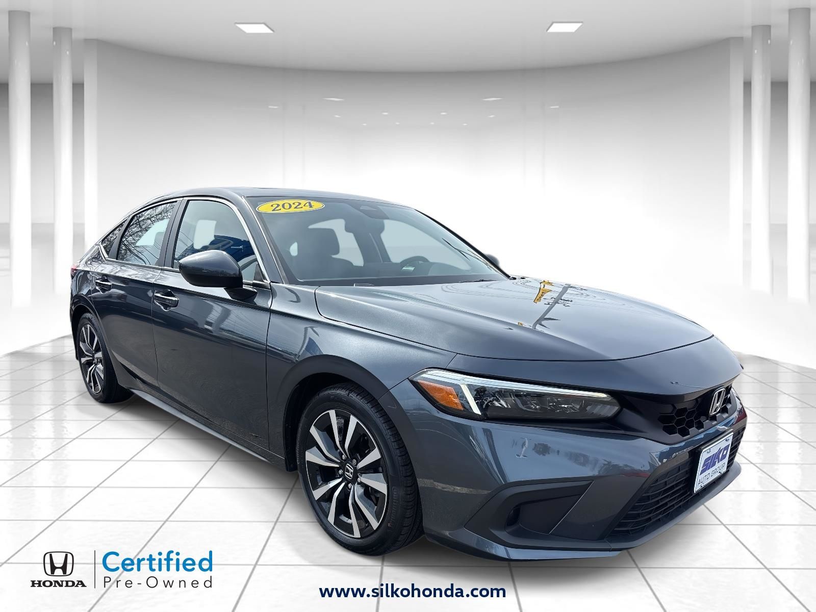 Meteorite Gray Metallic 2024 Honda Civic Hatchback EX-L FWD Hatchback Front-Wheel Drive Continuously Variable Transmission