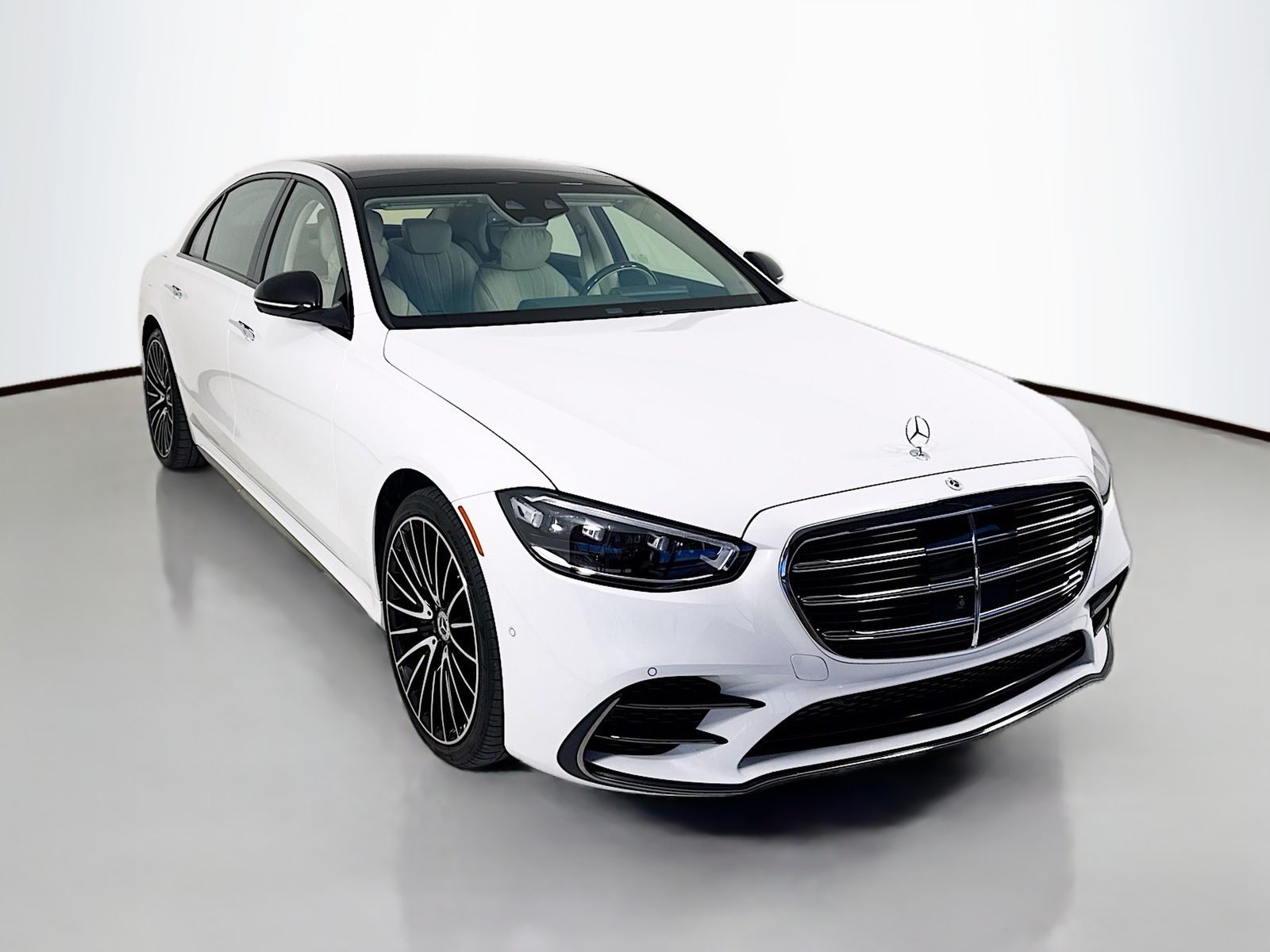 MANUFAKTUR Moonlight White Metallic 2024 Mercedes-Benz S-Class Sedan All-Wheel Drive 9-Speed Automatic
