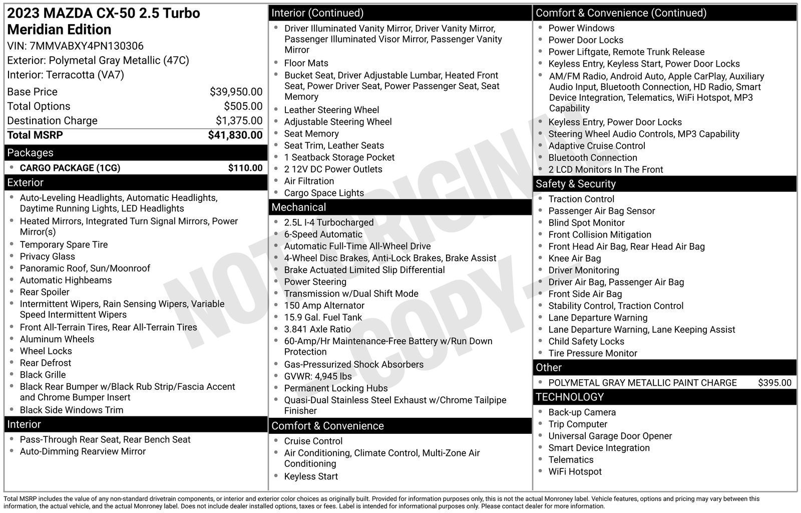 Used Car 2023 Mazda Cx-50  2.5 Turbo Meridian Edition For Sale Under $35,000 In Austin, Texas