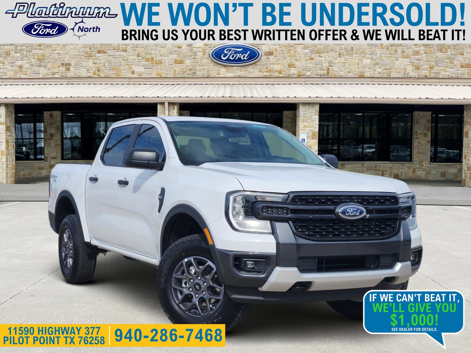 Oxford White 2026 Ford Ranger XLT SuperCrew 4WD Pickup Truck Four-Wheel Drive Automatic