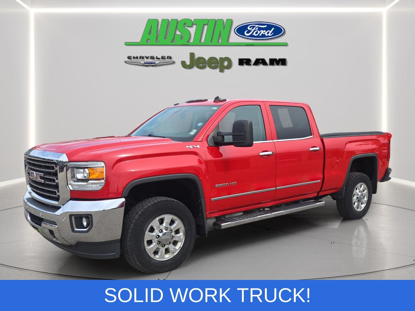Fire Red 2015 GMC Sierra 2500HD SLT Crew Cab SB 4WD Pickup Truck Four-Wheel Drive 6-Speed Automatic