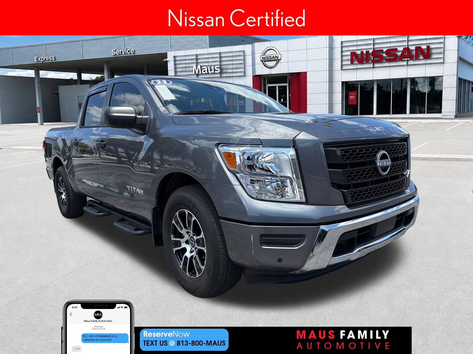 Gray (Gun Metallic) 2023 Nissan Titan Pickup Truck 4X2 9-Speed Automatic