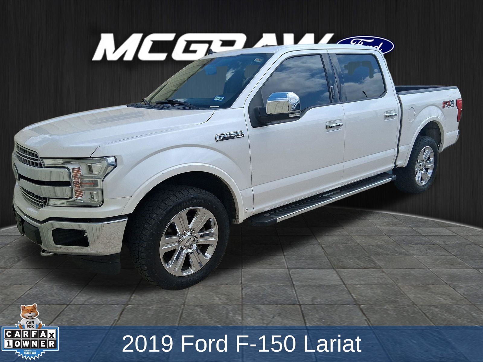 White Platinum 2019 Ford F-150 Lariat SuperCrew 4WD Pickup Truck Four-Wheel Drive Automatic