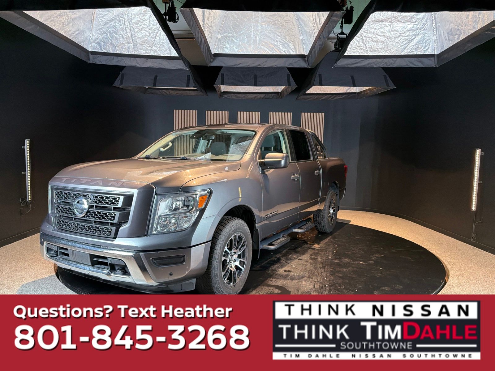 Gray (Gun Metallic) 2022 Nissan Titan Pickup Truck Four-Wheel Drive 9-Speed Automatic