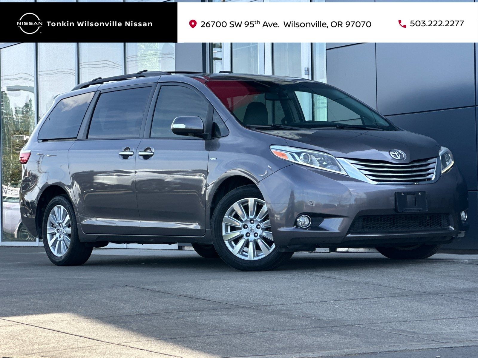 Predawn Gray Mica 2017 Toyota Sienna Limited Premium 7-Passenger AWD Minivan All-Wheel Drive 8-Speed Automatic