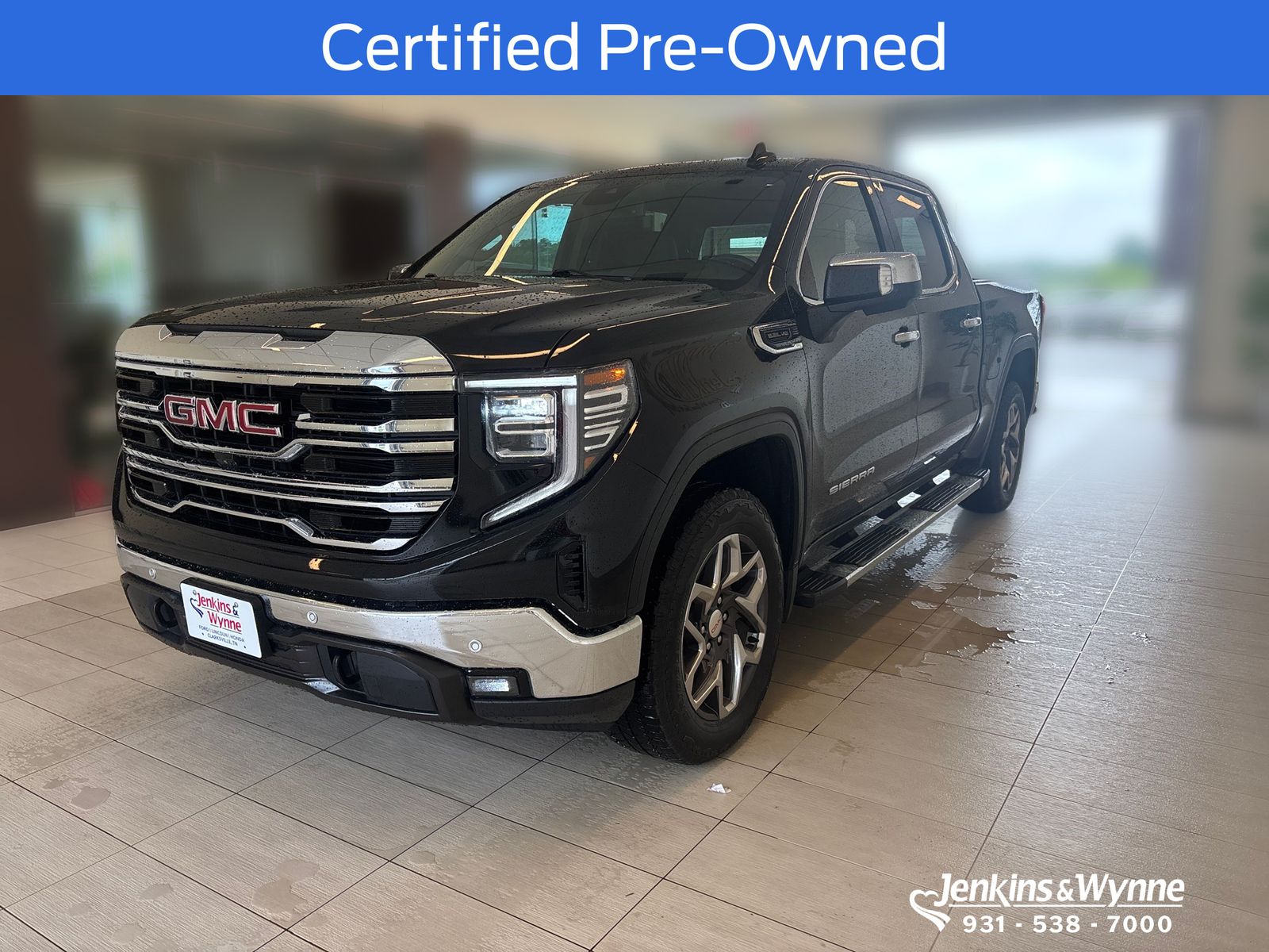 Onyx Black 2025 GMC Sierra 1500 SLT Crew Cab 4WD Pickup Truck Four-Wheel Drive Automatic