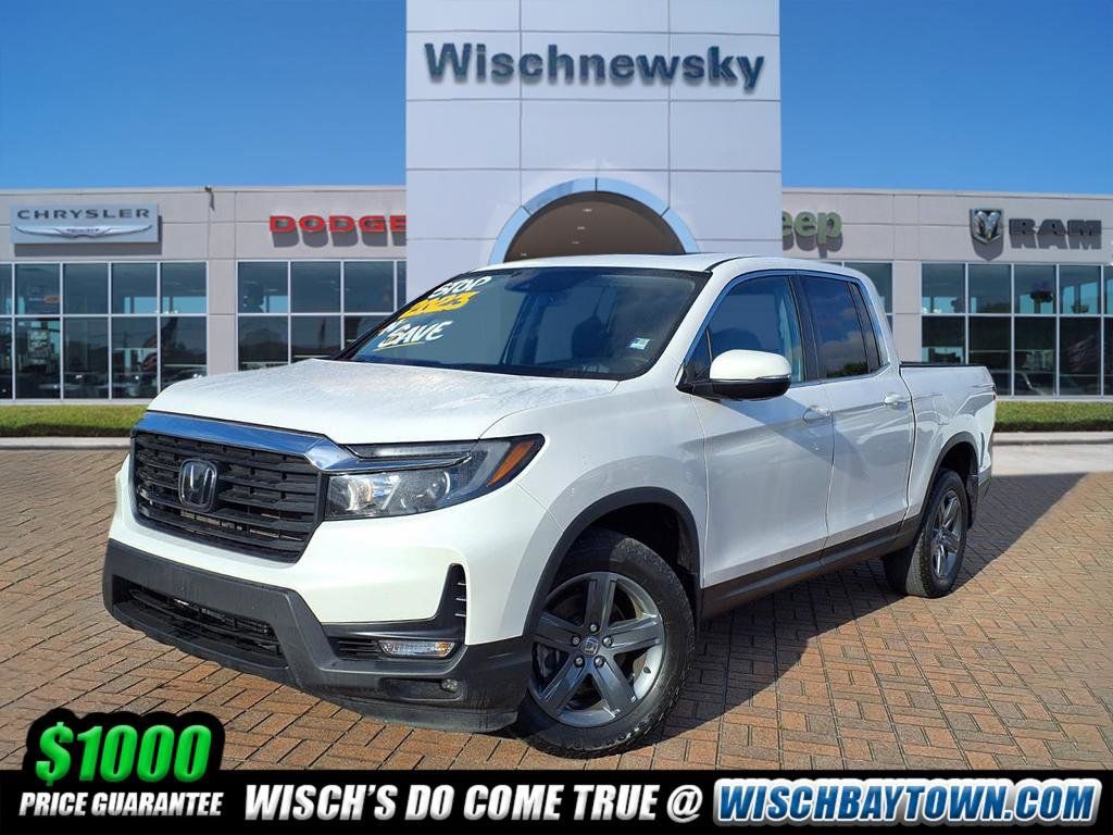 White 2023 Honda Ridgeline RTL AWD Pickup Truck All-Wheel Drive 9-Speed Automatic