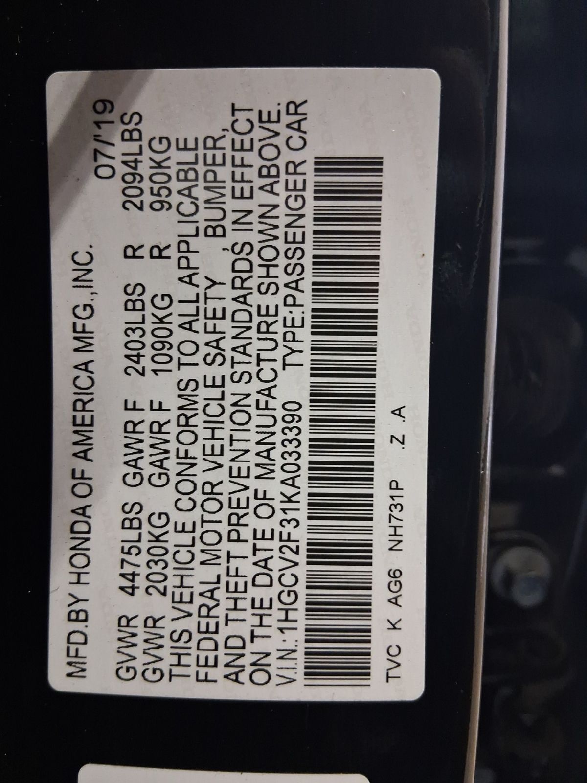 Used Car 2019 Honda Accord  Sport 2.0t For Sale Under $20,000 In Austin, Texas