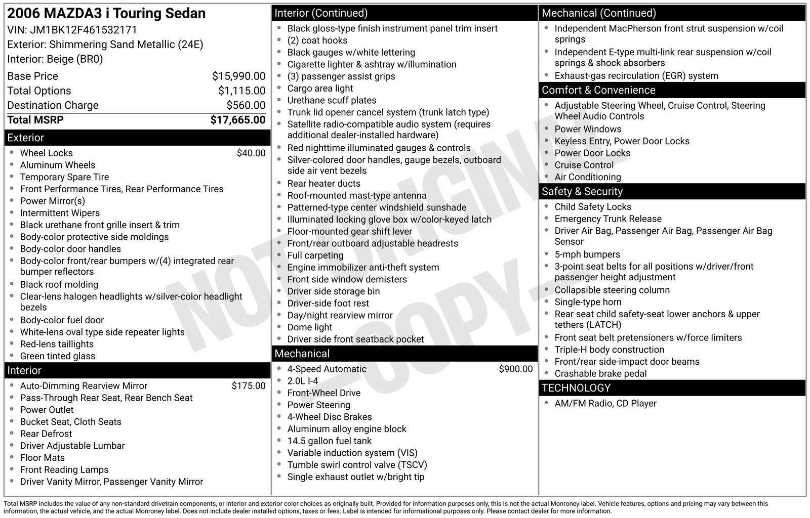 Used Car 2006 Mazda Mazda3  I Touring For Sale Under $10,000 In Austin, Texas