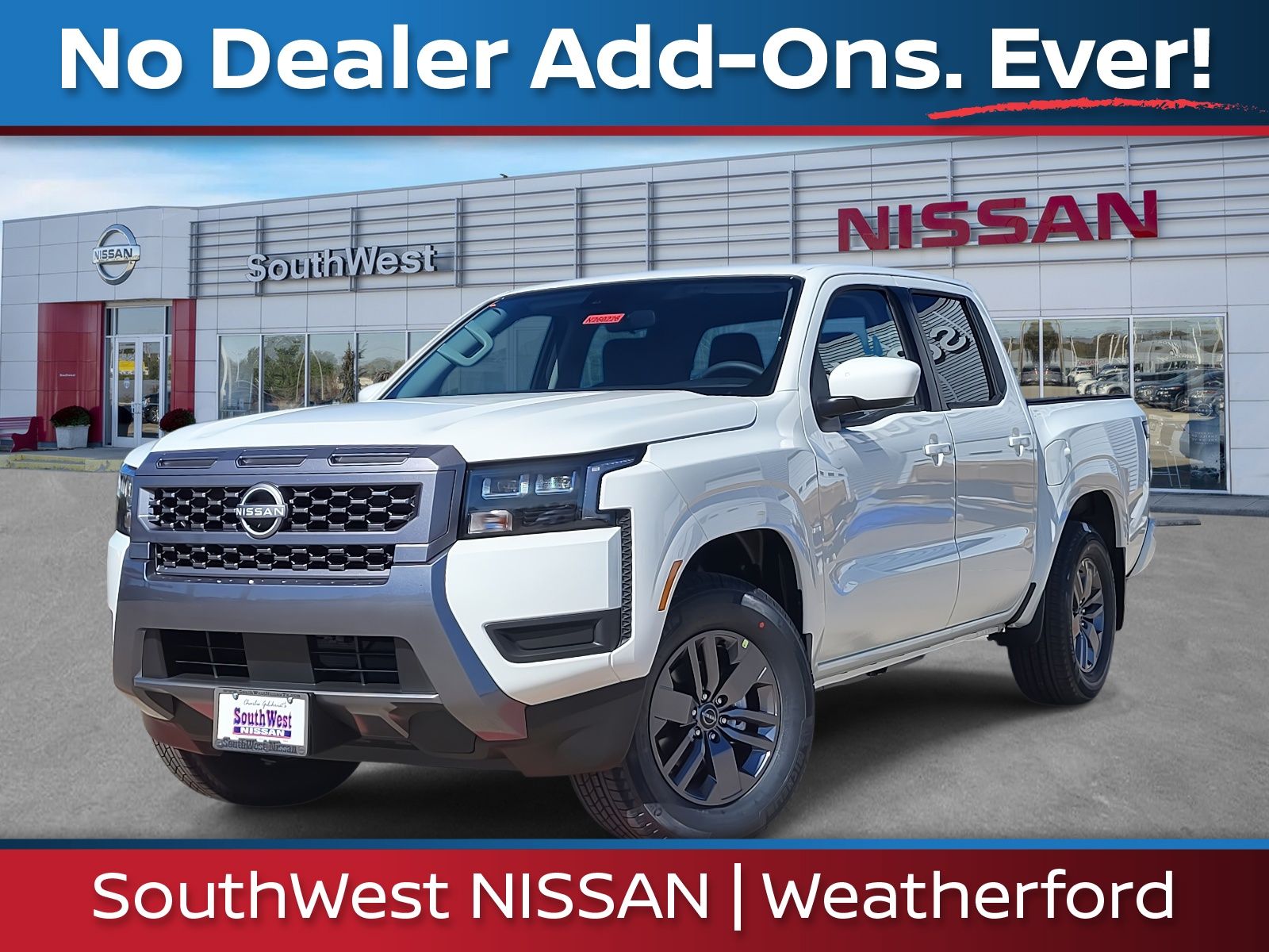 Glacier White 2026 Nissan Frontier Pickup Truck 4X2 9-Speed Automatic Overdrive