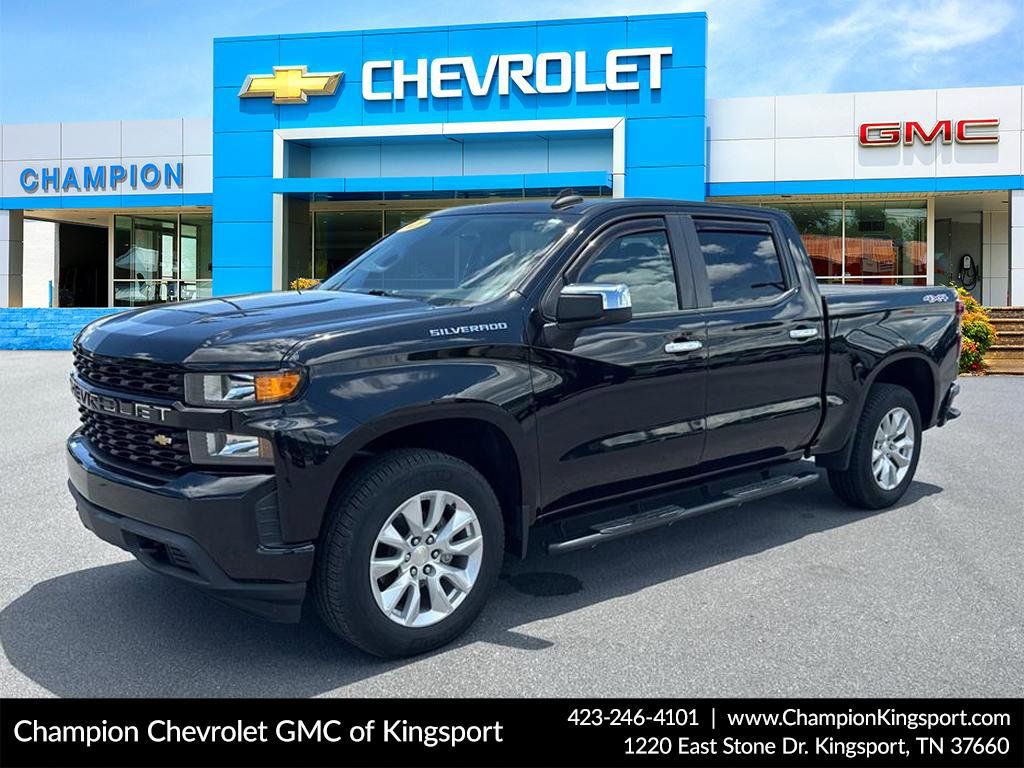 Black 2021 Chevrolet Silverado 1500 Custom Crew Cab 4WD Pickup Truck Four-Wheel Drive 8-Speed Automatic
