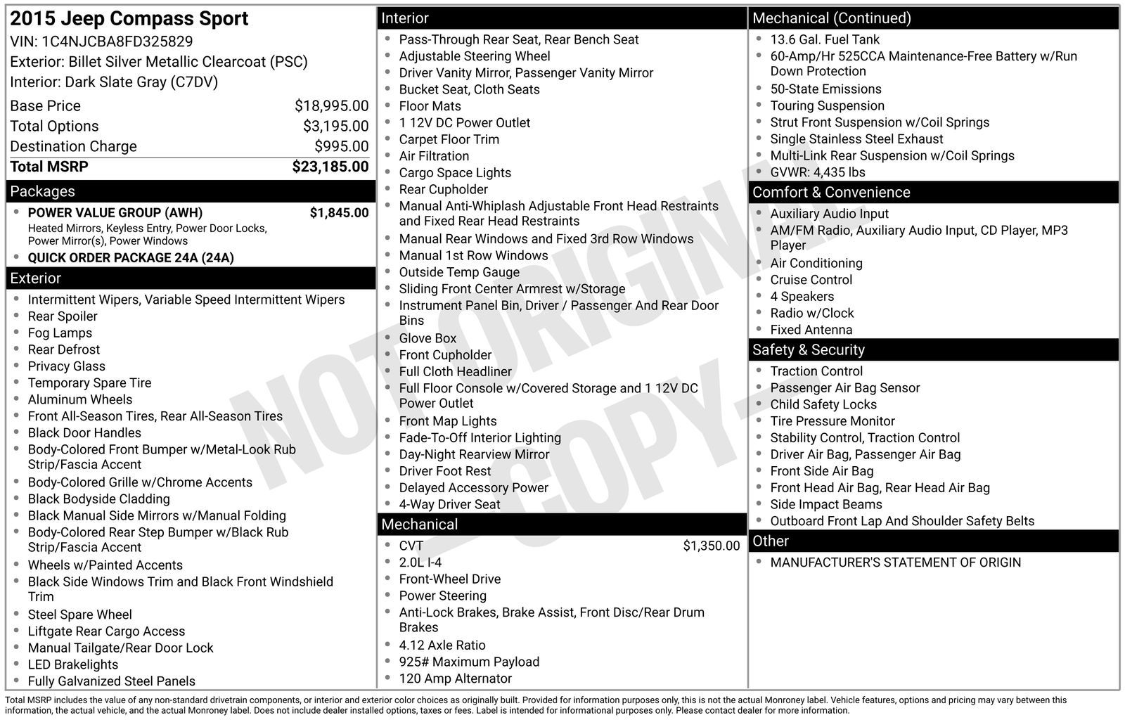 Used Car 2015 Jeep Compass  Sport For Sale Under $10,000 In Austin, Texas