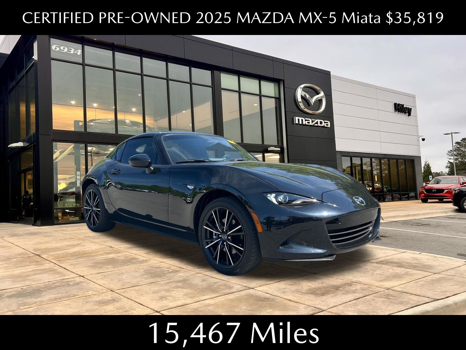 Jet Black Mica 2025 Mazda MX-5 Miata RF Grand Touring RWD Convertible Rear-Wheel Drive 6-Speed Manual