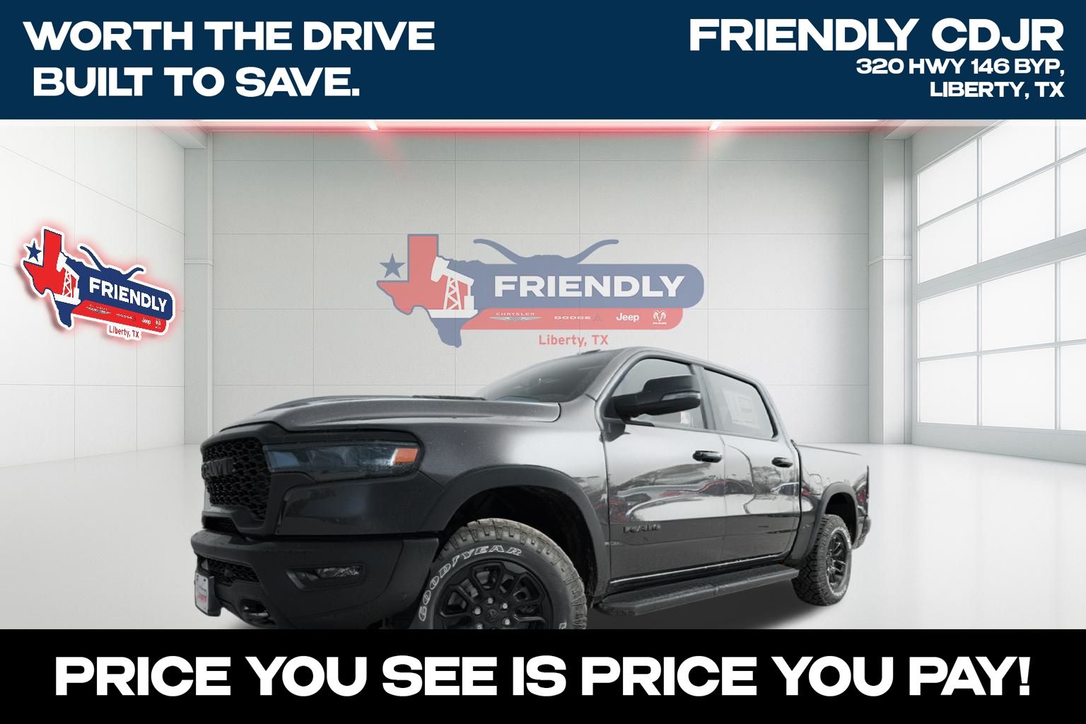 Gray (Granite Crystal Metallic Clearcoat) 2026 RAM 1500 Pickup Truck Four-Wheel Drive 8-Speed Automatic