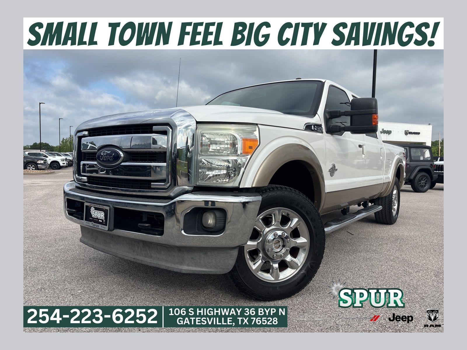 White Platinum Metallic Tri-Coat 2012 Ford F-250 Super Duty Lariat Crew Cab 4WD Pickup Truck Four-Wheel Drive 6-Speed Automatic Overdrive