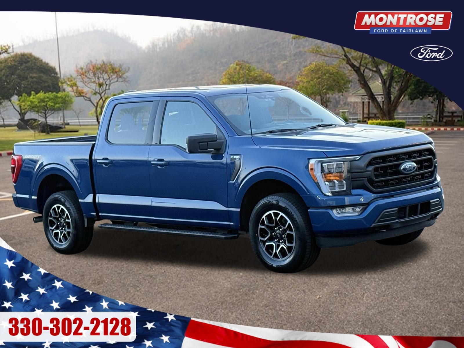 Atlas Blue Metallic 2023 Ford F-150 XLT SuperCrew 4WD Pickup Truck Four-Wheel Drive Automatic
