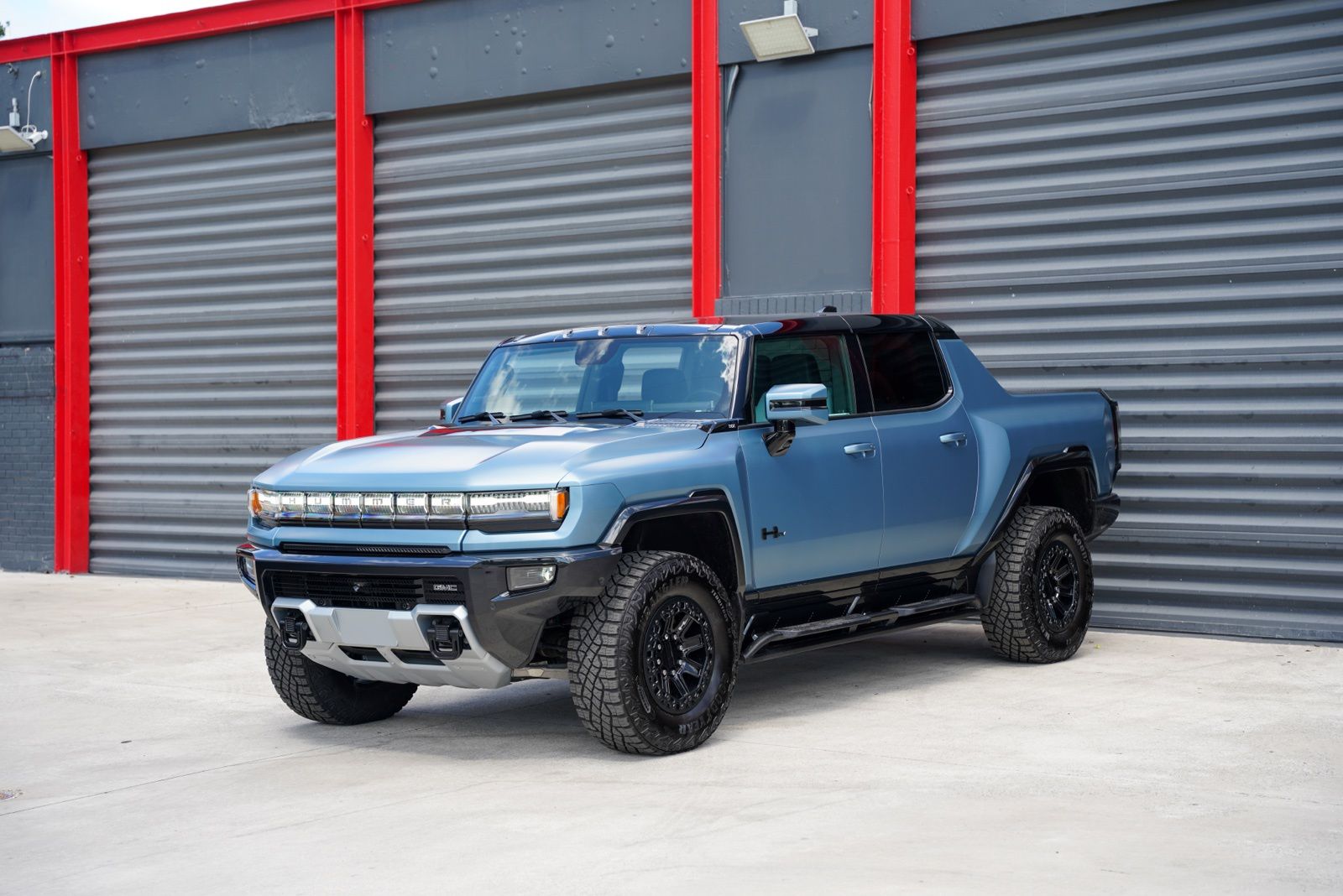 Neptune Blue Matte 2024 GMC Hummer EV Pickup 3X Crew Cab AWD Pickup Truck All-Wheel Drive 1-Speed Automatic