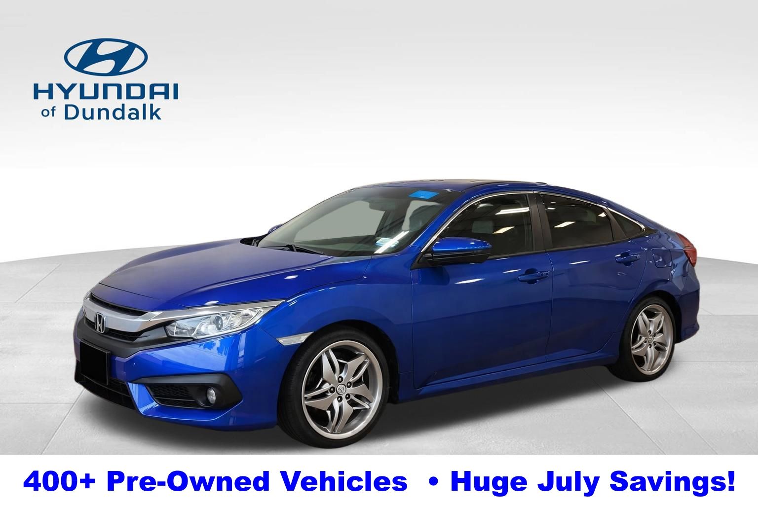 Blue 2018 Honda Civic Sedan Front-Wheel Drive Continuously Variable Transmission