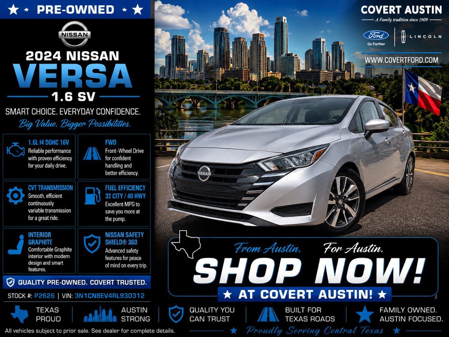 Pearl 2024 Nissan Versa Sedan Front-Wheel Drive Continuously Variable Transmission