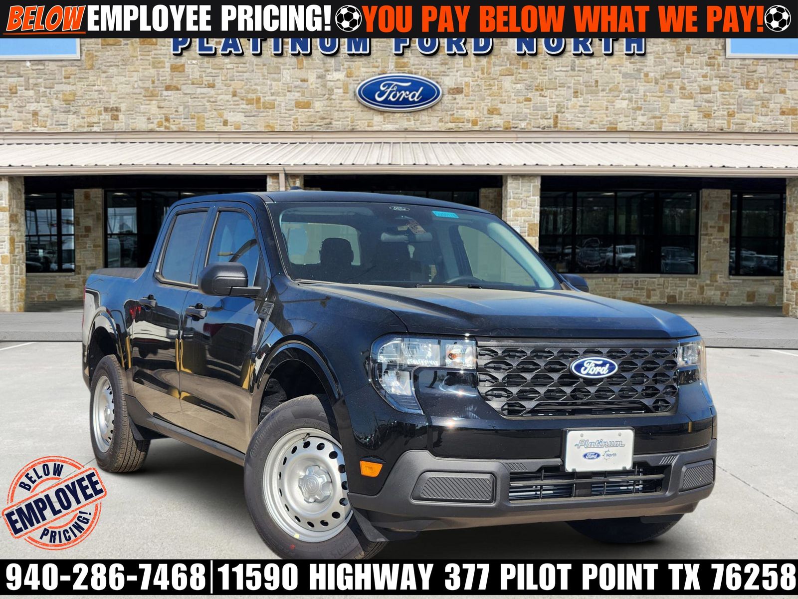 Black 2026 Ford Maverick XL SuperCrew FWD Pickup Truck Front-Wheel Drive 8-Speed Automatic