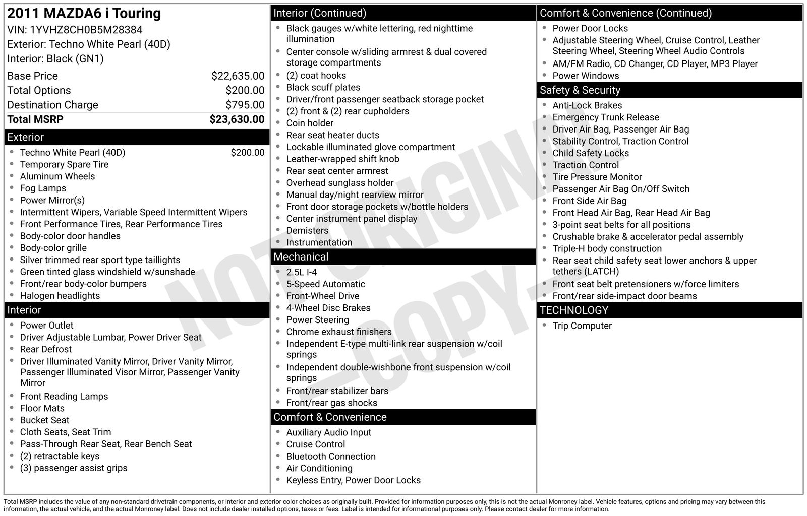 Used Car 2011 Mazda Mazda6  I Touring Plus For Sale Under $10,000 In Austin, Texas