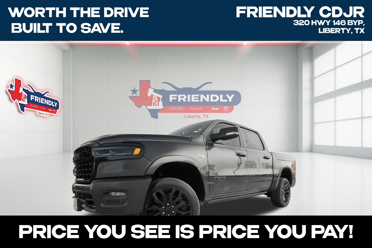 Gray (Granite Crystal Metallic Clearcoat) 2026 RAM 1500 Pickup Truck Four-Wheel Drive 8-Speed Automatic