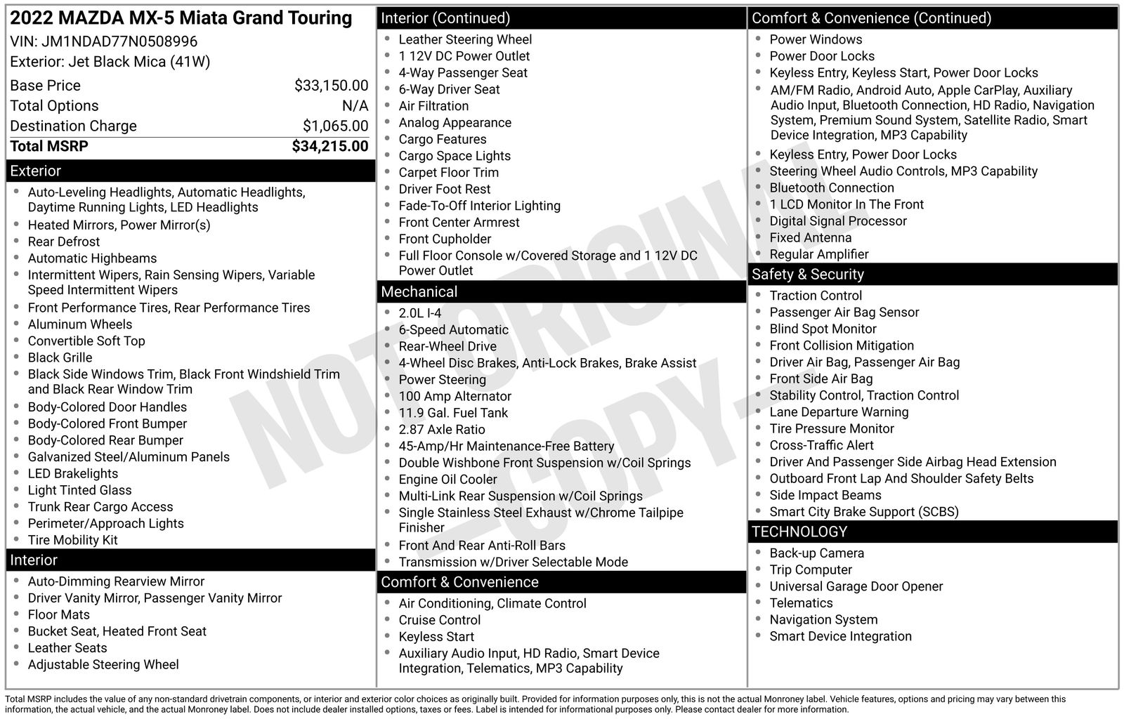 Used Car 2022 Mazda Mx-5 Miata  Grand Touring For Sale Under $30,000 In Austin, Texas