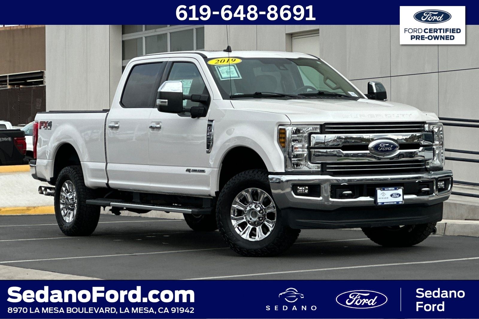 White Platinum 2019 Ford F-250 Super Duty Lariat Crew Cab 4WD Pickup Truck Four-Wheel Drive 6-Speed Automatic