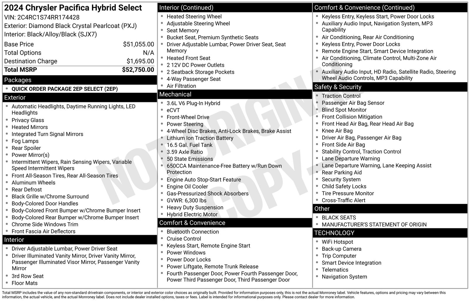 Used Car 2024 Chrysler Pacifica Hybrid  Select For Sale Under $35,000 In Austin, Texas