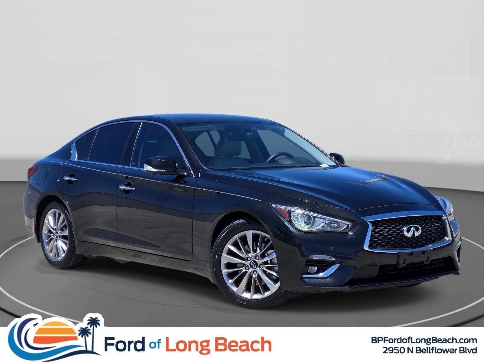 Midnight Black 2023 INFINITI Q50 Luxe RWD Sedan Rear-Wheel Drive 7-Speed Automatic Overdrive