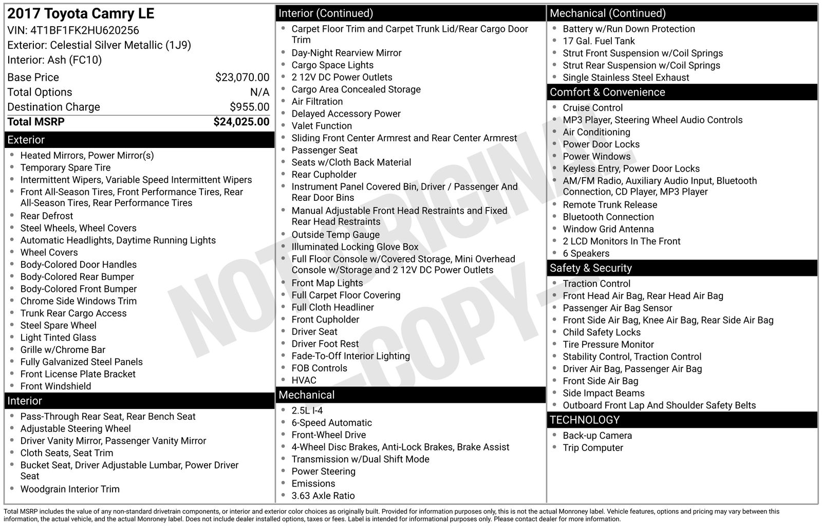 Used Car 2017 Toyota Camry  For Sale Under $15,000 In Austin, Texas