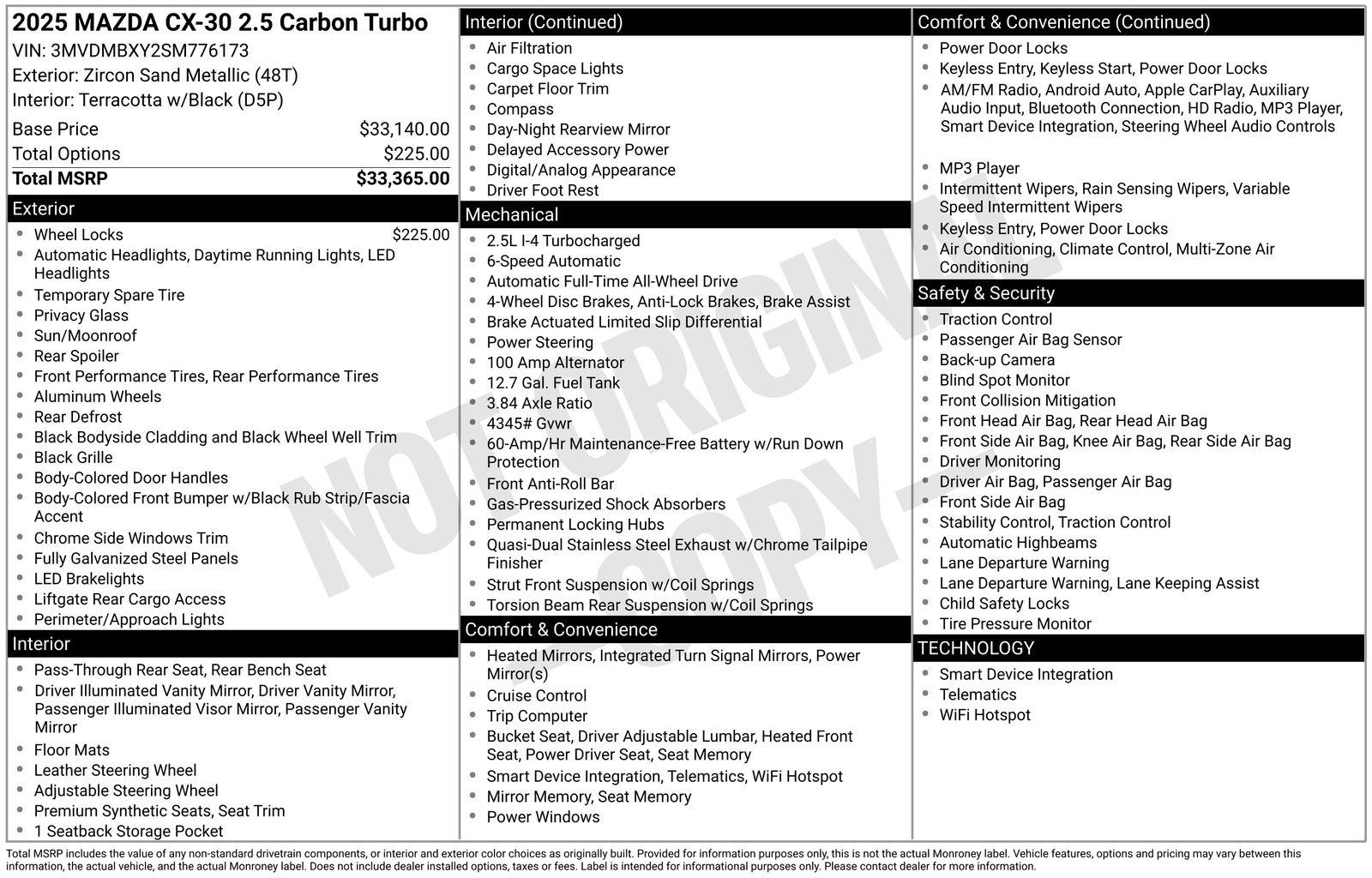 Used Car 2025 Mazda Cx-30  Wagon 4 Dr. 2.5 Carbon Turbo All Wheel Drive For Sale Under $35,000 In Austin, Texas