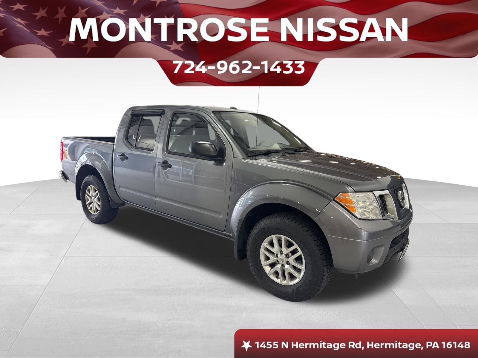 Gray (Gun Metallic) 2018 Nissan Frontier SV V6 Crew Cab 4WD Pickup Truck Four-Wheel Drive 5-Speed Automatic Overdrive