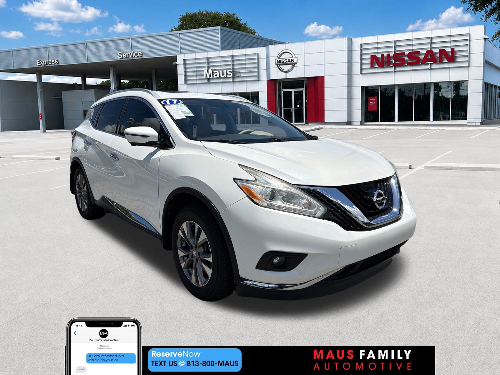 Pearl White 2017 Nissan Murano SL SUV / Crossover Front-Wheel Drive Continuously Variable Transmission