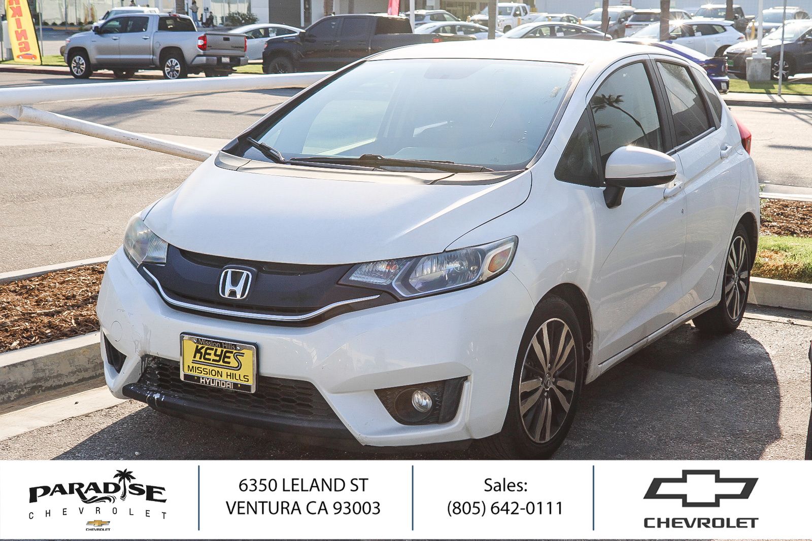 White 2015 Honda Fit Hatchback Front-Wheel Drive Continuously Variable Transmission