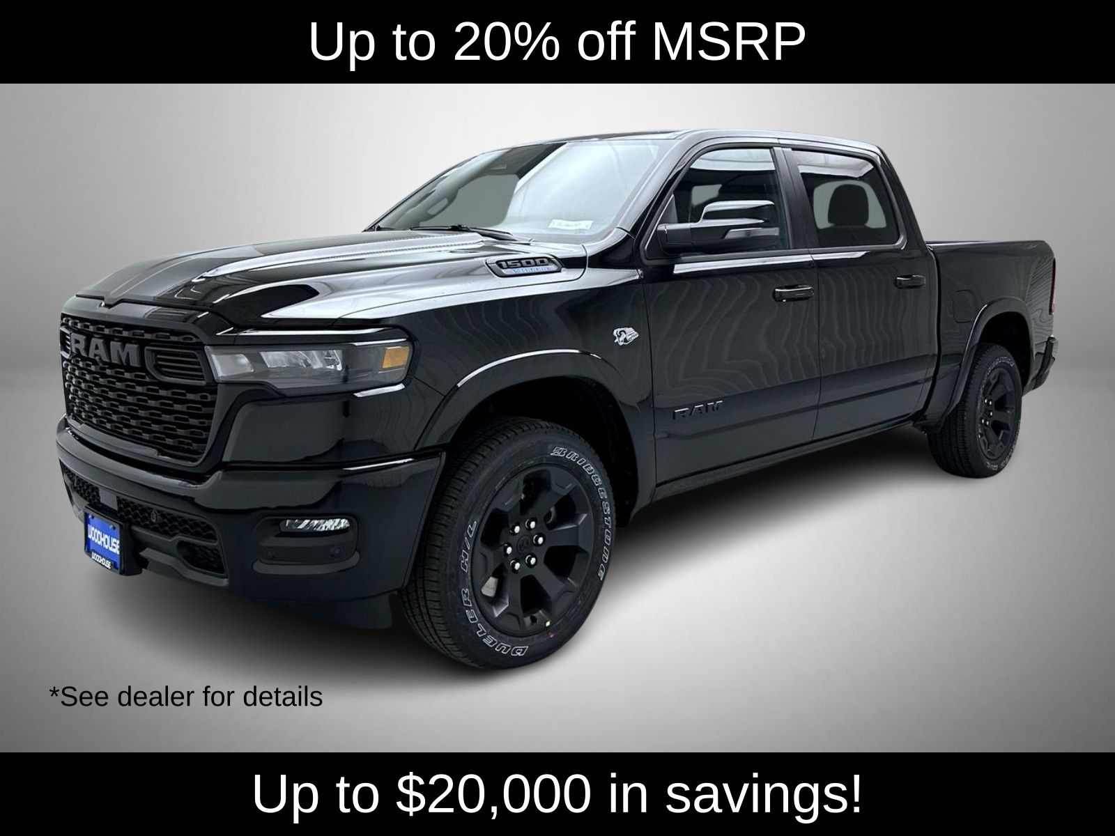 Diamond Black Crystal Pearlcoat 2026 RAM 1500 Pickup Truck Four-Wheel Drive 8-Speed Automatic