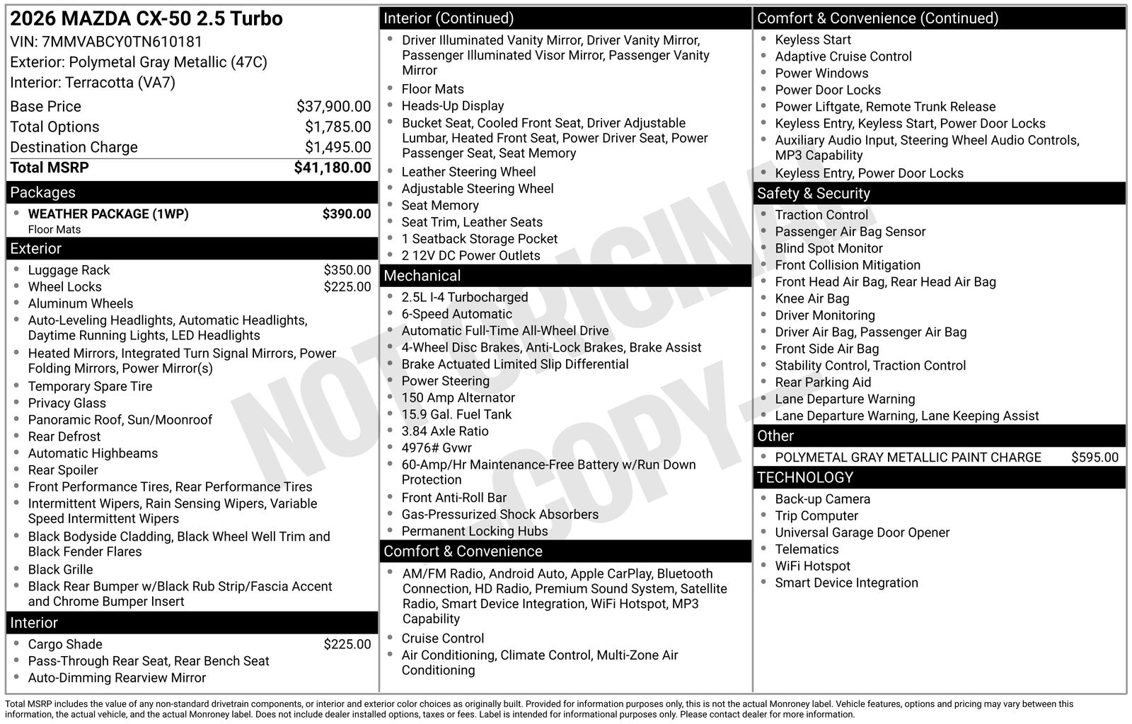 New Gray Metallic 2026 Mazda CX-50 2.5 Turbo for Sale in Austin