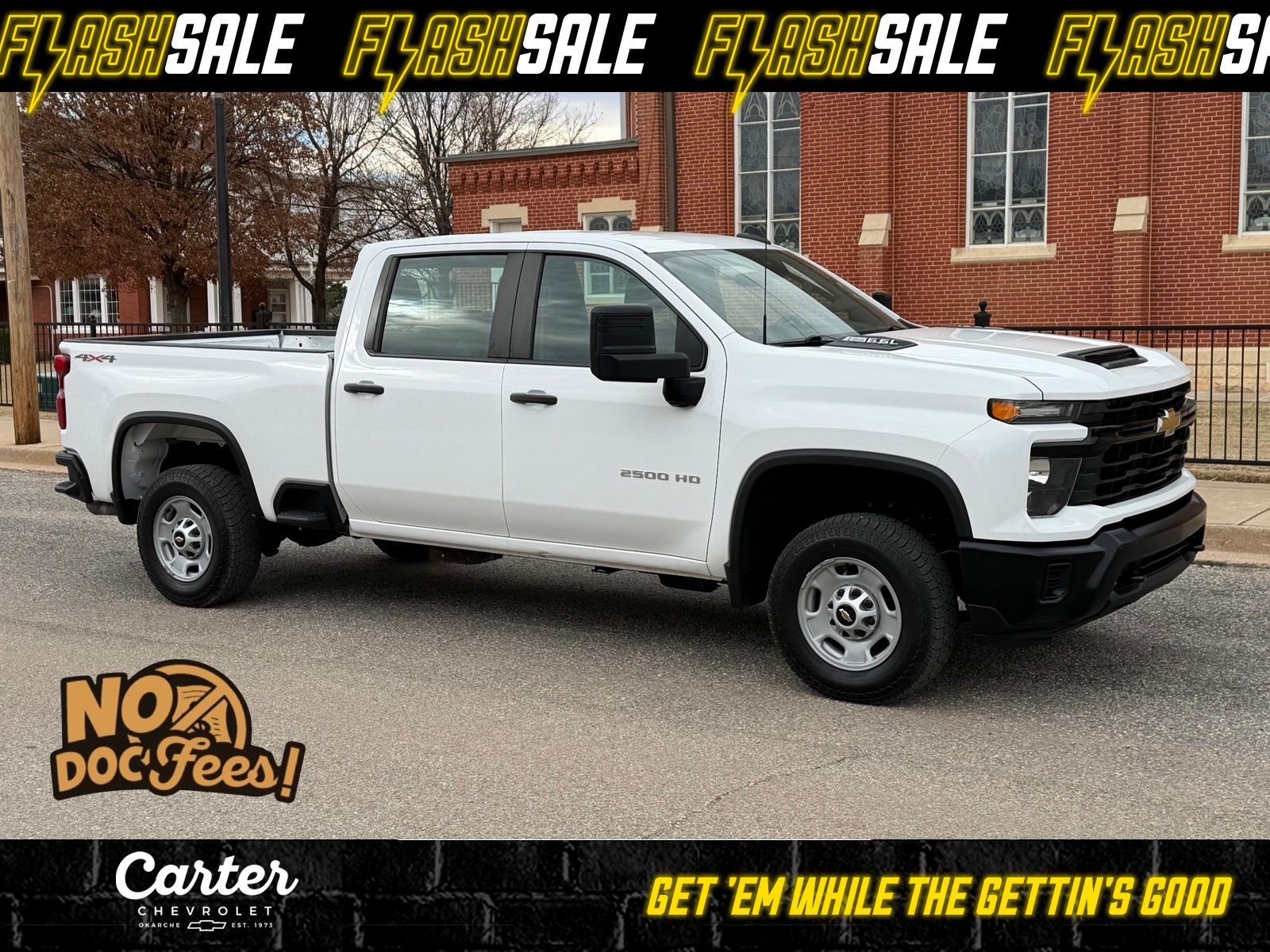 Summit White 2024 Chevrolet Silverado 2500HD Work Truck Crew Cab 4WD Pickup Truck Four-Wheel Drive Automatic