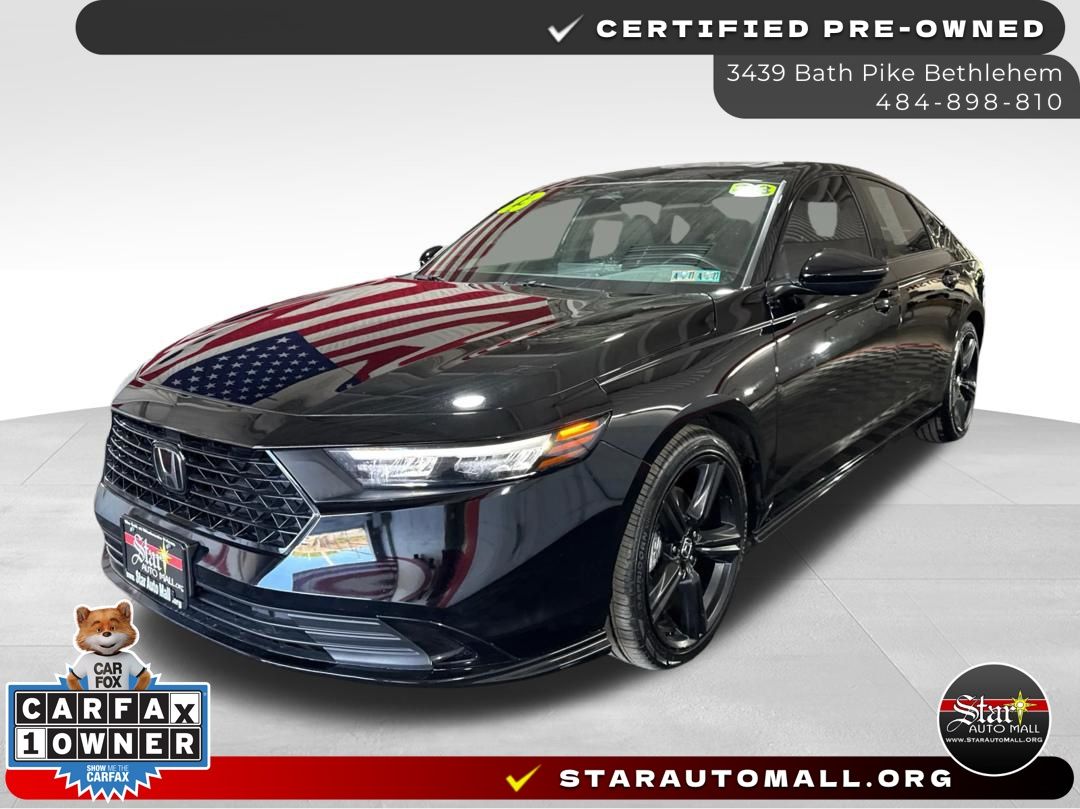 Black 2023 Honda Accord Hybrid Sedan Front-Wheel Drive Continuously Variable Transmission