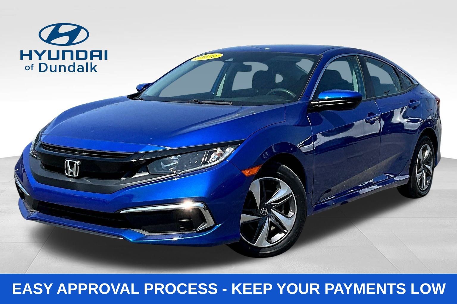 Blue 2021 Honda Civic LX FWD Sedan Front-Wheel Drive Continuously Variable Transmission