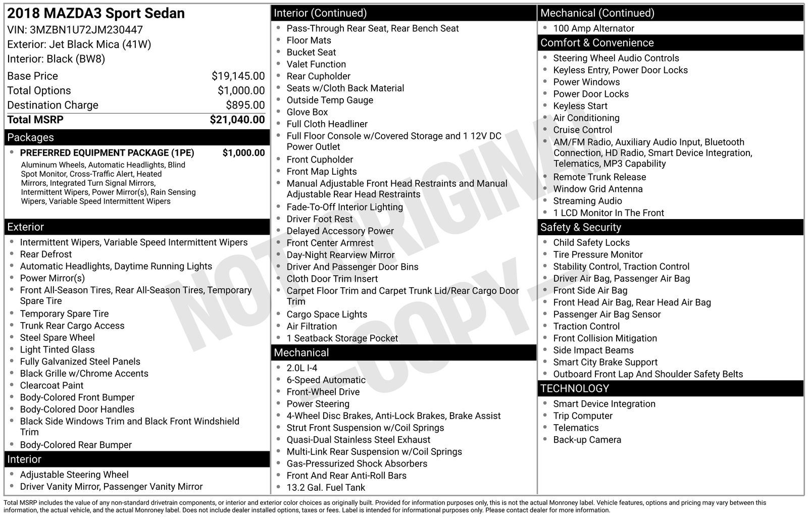 Used Car 2018 Mazda Mazda3  Sport For Sale Under $10,000 In Austin, Texas