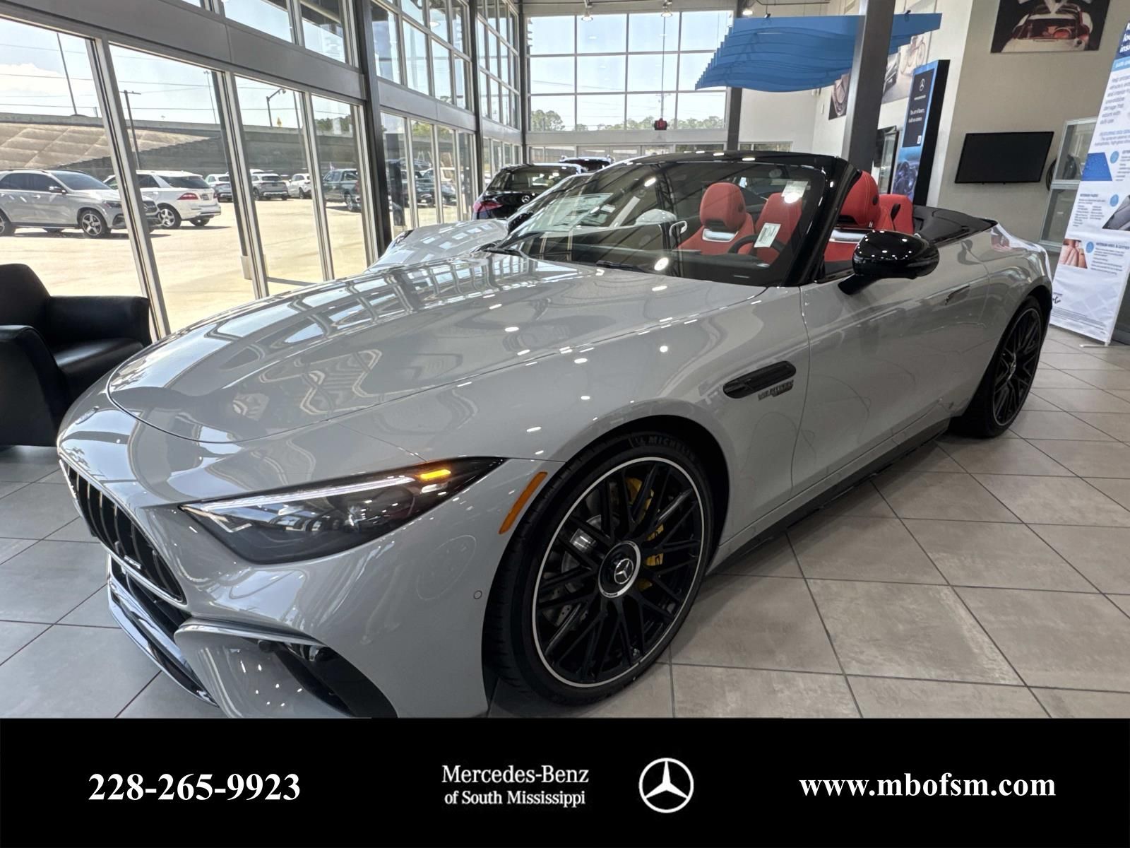 Gray (MANUFAKTUR Alpine Grey) 2026 Mercedes-Benz SL-Class AMG SL 55 4MATIC Convertible All-Wheel Drive 9-Speed Automatic