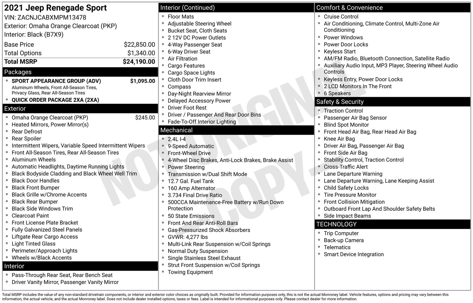 Used Car 2021 Jeep Renegade  Sport For Sale Under $15,000 In Austin, Texas