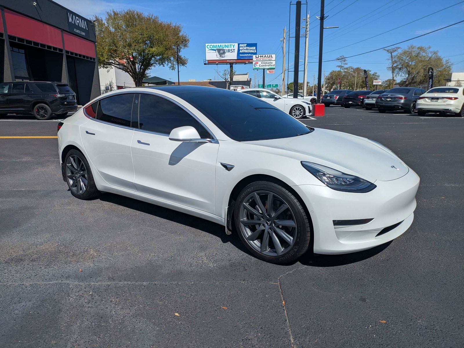 Pearl White Multi-Coat 2019 Tesla Model 3 Performance AWD Sedan All-Wheel Drive 1-Speed Automatic