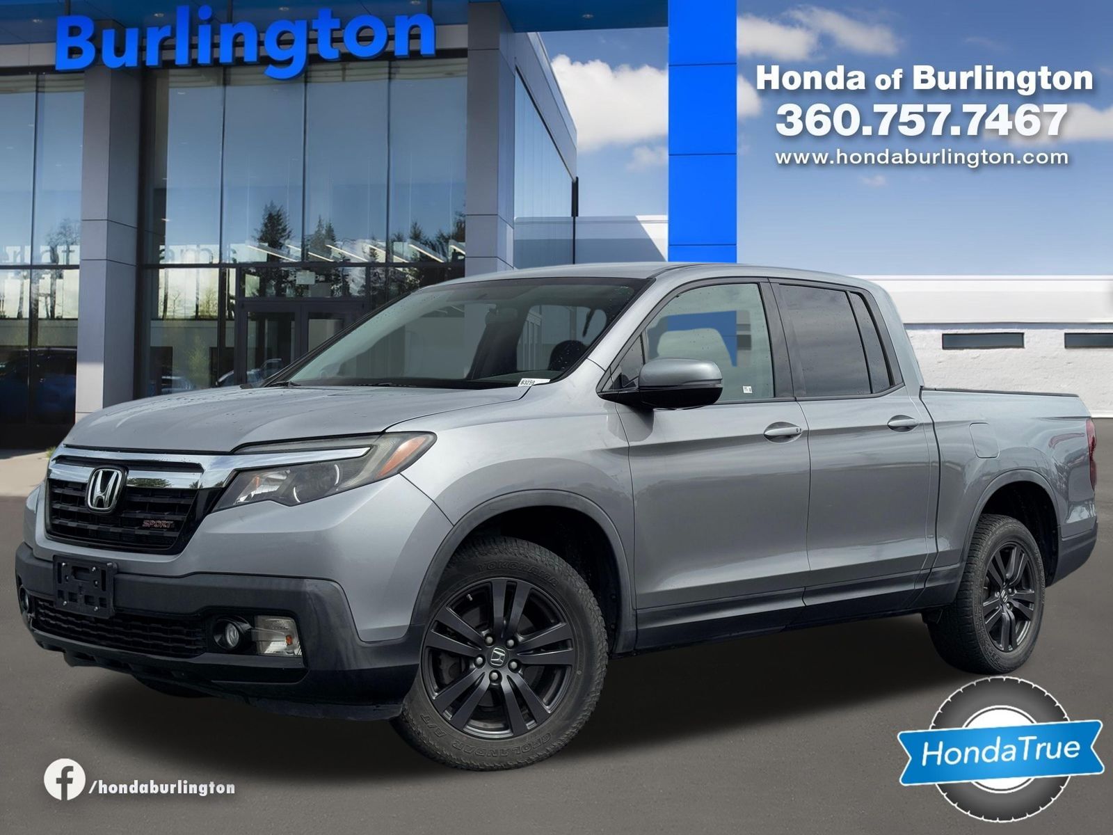 Lunar Silver Metallic 2018 Honda Ridgeline Sport AWD Pickup Truck All-Wheel Drive 6-Speed Automatic