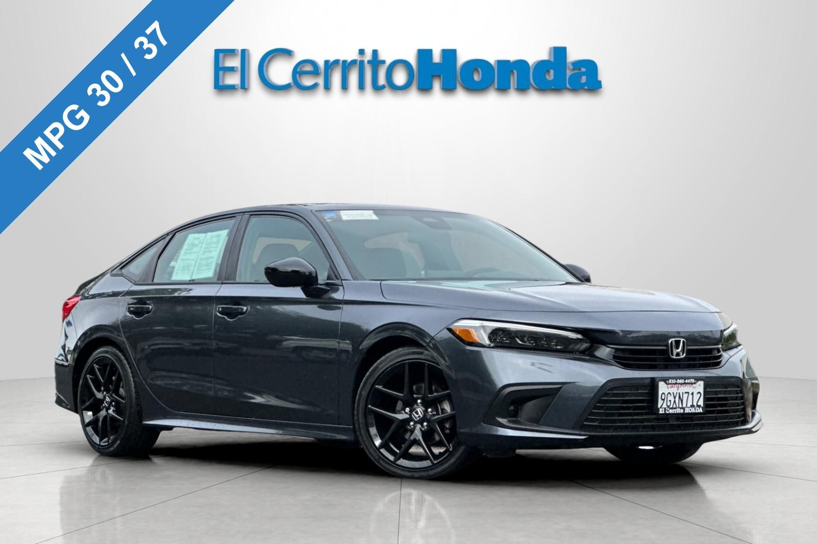 Meteorite Gray Metallic 2023 Honda Civic Sedan Front-Wheel Drive Continuously Variable Transmission