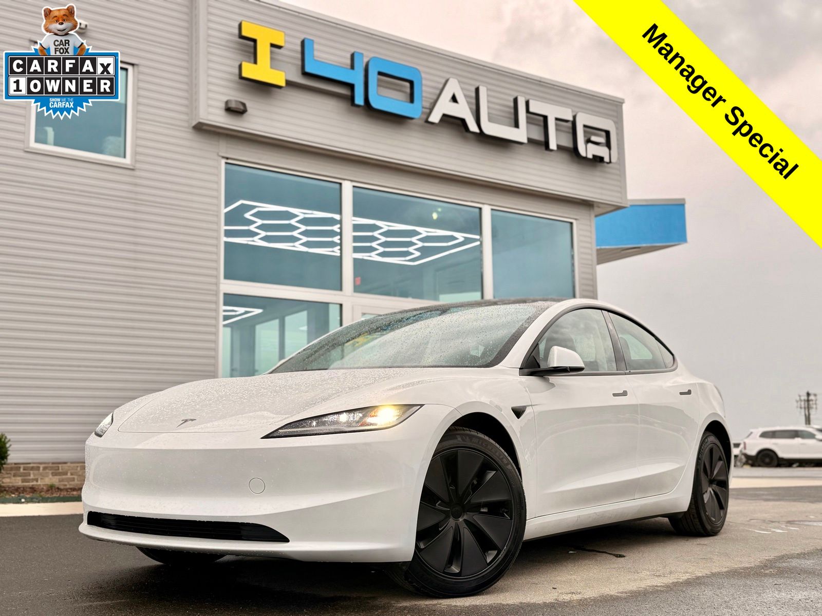 Pearl White Multi-Coat 2025 Tesla Model 3 Sedan Rear-Wheel Drive 1-Speed Automatic