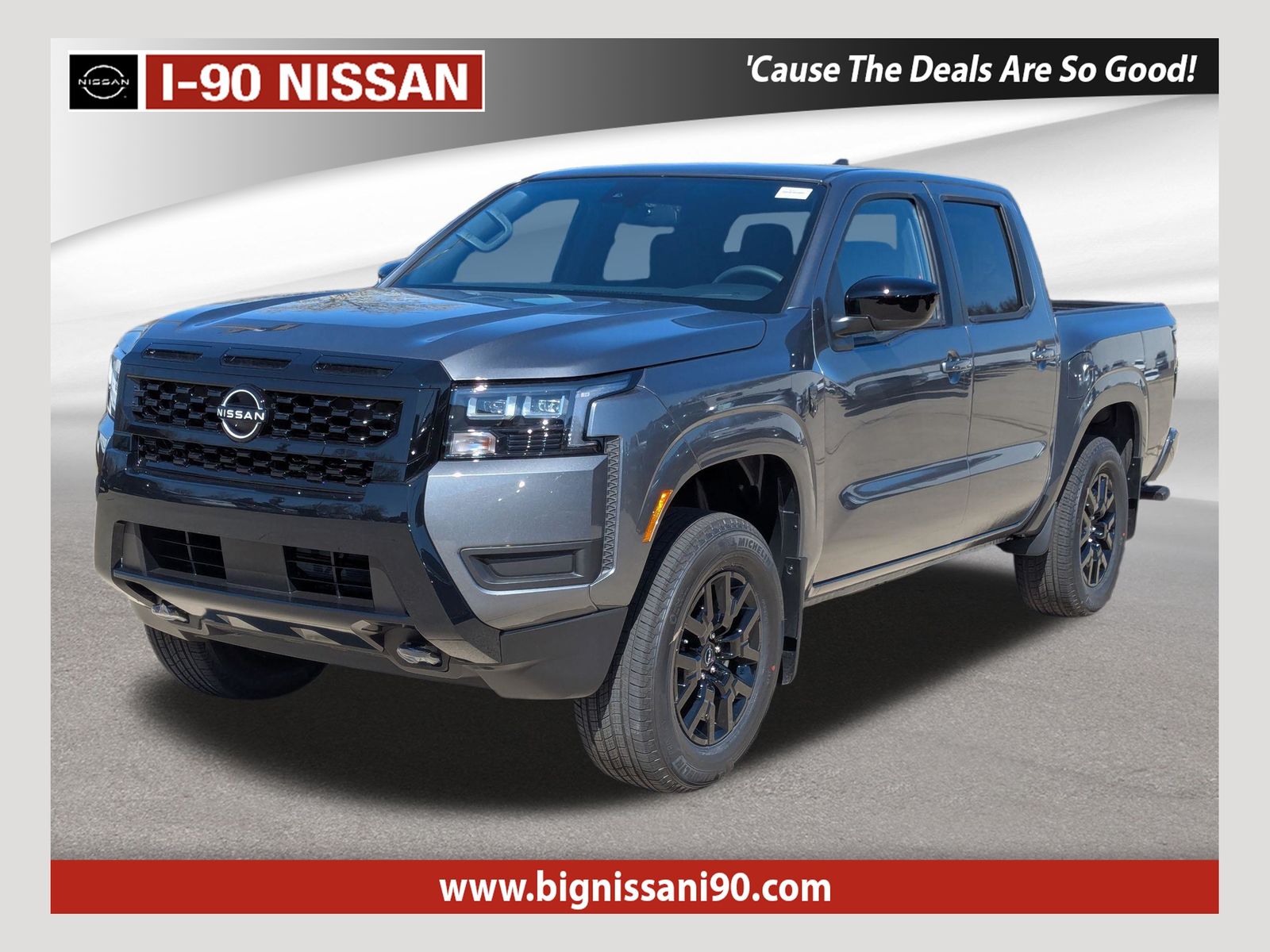 Gray (Gun Metallic) 2026 Nissan Frontier SV Crew Cab 4WD Pickup Truck Four-Wheel Drive 9-Speed Automatic Overdrive
